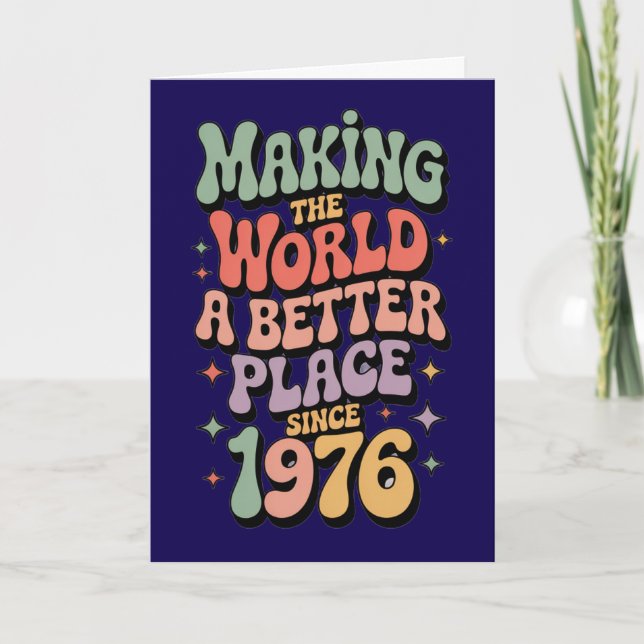Tarjeta de cumpleaños 50 de 1976 para hacer el mun (Anverso)