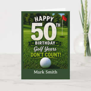 Tarjeta de cumpleaños 50 de golf para golfista en 