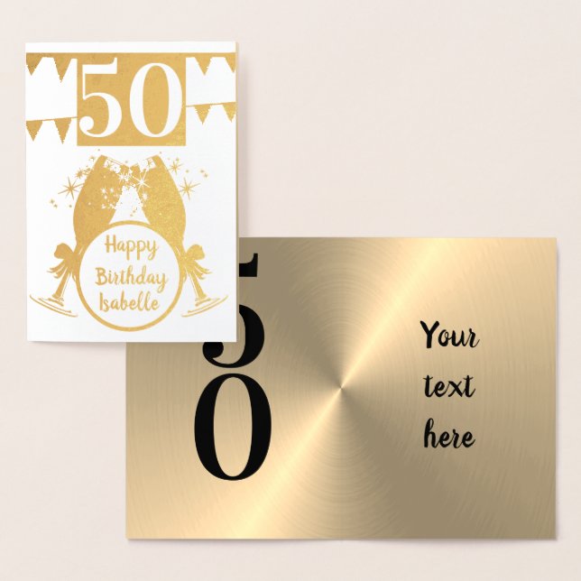 Tarjeta de cumpleaños 50 de oro personalizado pers (Demostración)