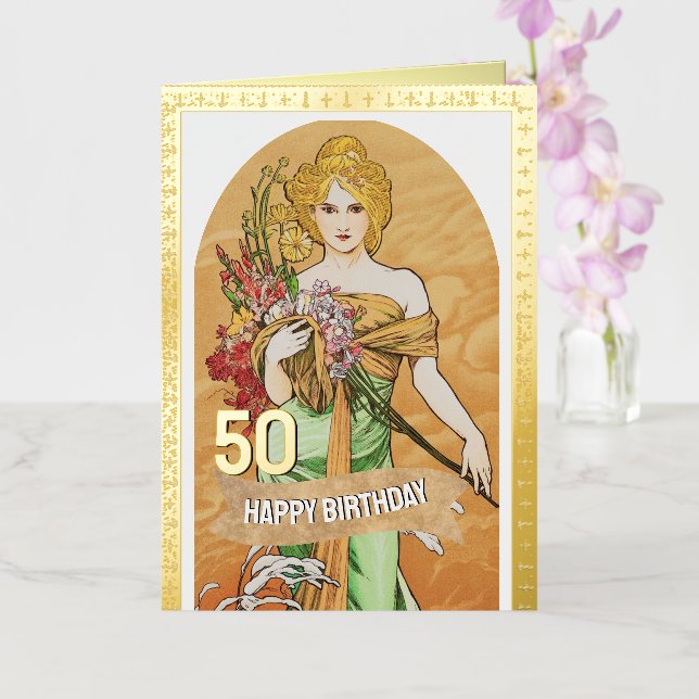 Tarjeta de cumpleaños 50, Diosa de la Primavera, A (Orquídea)