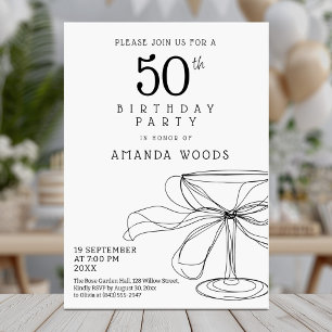 Tarjeta de cumpleaños 50 en blanco y negro minimal