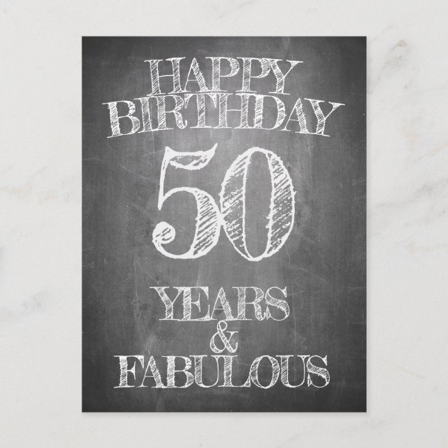 Tarjeta de Cumpleaños 50 Estilo Pizarra (Anverso)