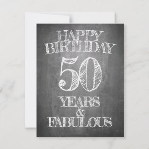 Tarjeta de Cumpleaños 50 Estilo Pizarra