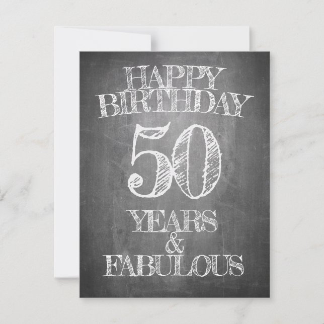 Tarjeta de Cumpleaños 50 Estilo Pizarra (Anverso)
