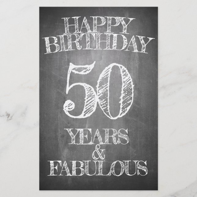 Tarjeta de Cumpleaños 50 Estilo Pizarra (Anverso)