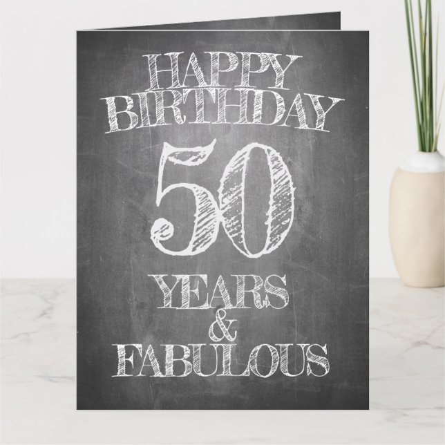 Tarjeta de Cumpleaños 50 Estilo Pizarra (Anverso)