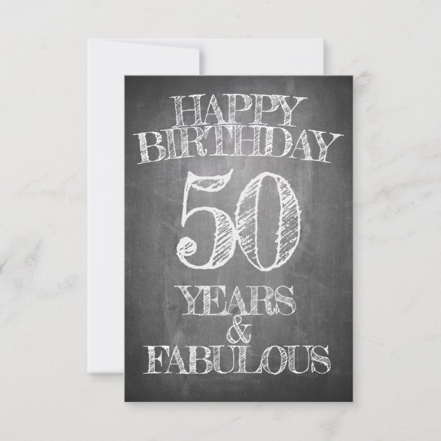 Tarjeta de Cumpleaños 50 Estilo Pizarra (Anverso)