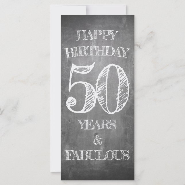 Tarjeta de Cumpleaños 50 Estilo Pizarra (Anverso)