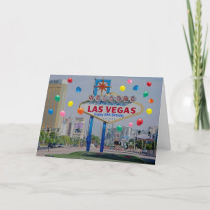 Tarjeta de cumpleaños 50 feliz de Las Vegas en azu