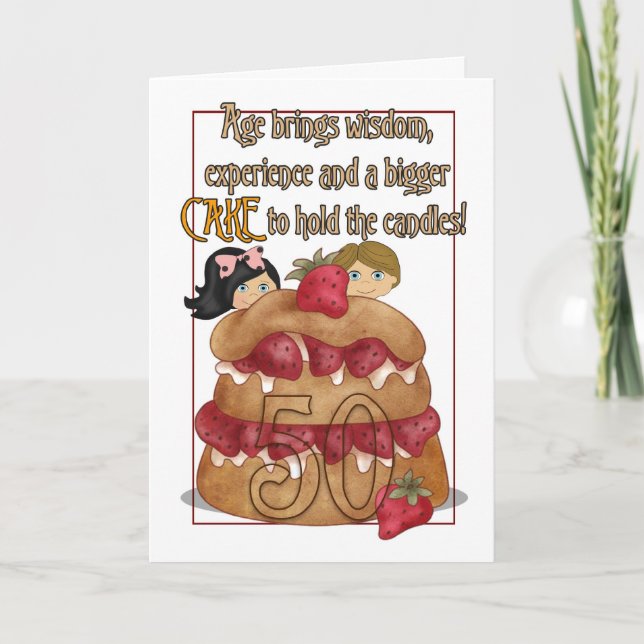 Tarjeta de cumpleaños 50 - Humor - Pastel (Anverso)