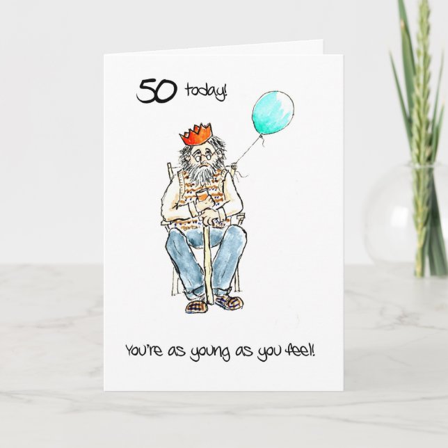 Tarjeta de cumpleaños 50 para un hombre iluminada (Anverso)
