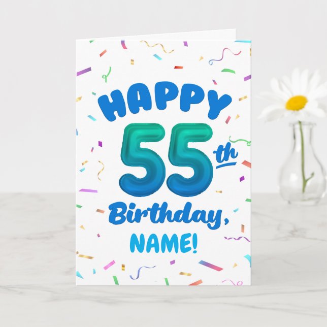 Tarjeta de cumpleaños 55 con nombre personalizado (Planta pequeña)