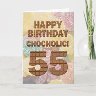Tarjeta de cumpleaños 55 de color chocolate