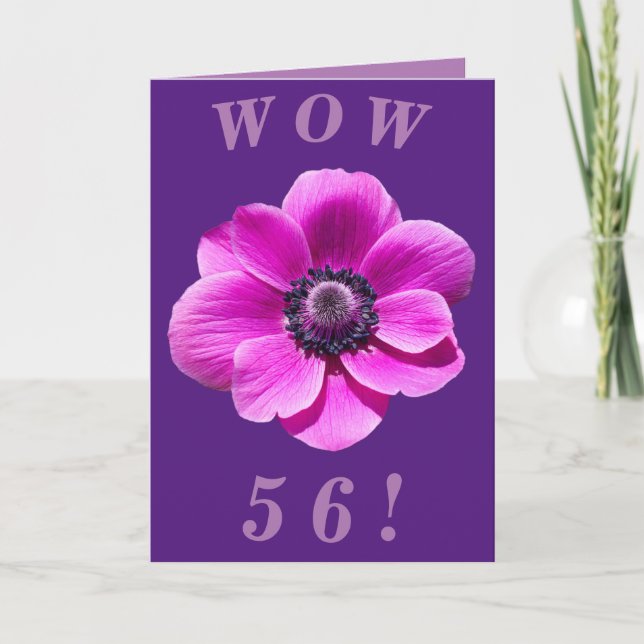 Tarjeta de cumpleaños 56ª Floral brillante y audaz (Anverso)