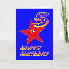 Tarjeta de cumpleaños 5 feliz de Estrella Roja