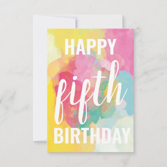 Tarjeta de cumpleaños 5 feliz ("Gradientes de colo (Anverso)