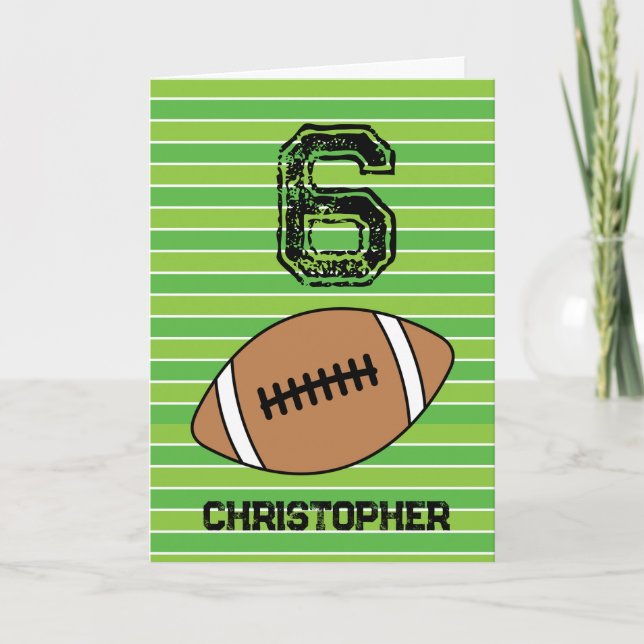 Tarjeta de cumpleaños 6º de Fútbol Verde (Anverso)
