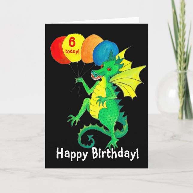 Tarjeta de cumpleaños 6º Dragón verde (Anverso)