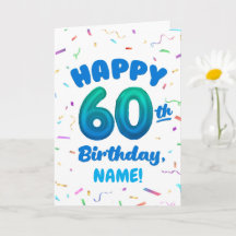 Tarjeta de cumpleaños 60 con nombre personalizado