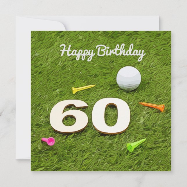 Tarjeta de cumpleaños 60 cumpleaños bola de golf y (Anverso)
