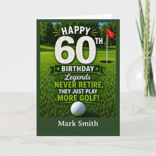 Tarjeta de cumpleaños 60 de golf para golfista en 