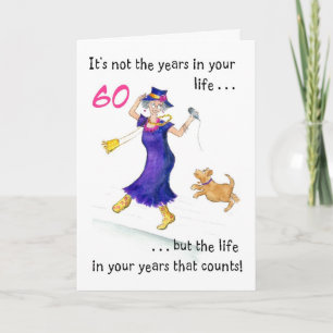 Tarjeta de cumpleaños 60 divertida para una mujer