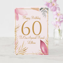 Tarjeta de cumpleaños 60 elegante floral