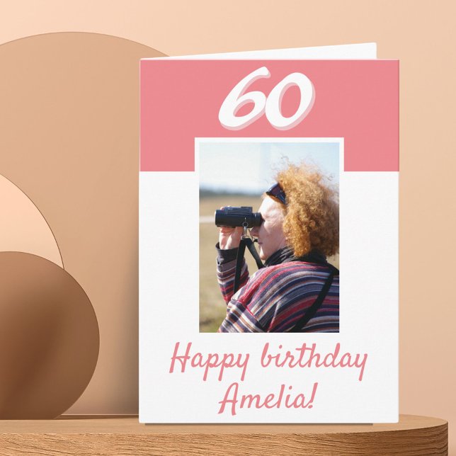 Tarjeta de cumpleaños 60 rosa foto feliz cumpleaño (Subido por el creador)