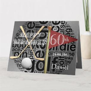 Tarjeta de cumpleaños 60 temática de golf personal