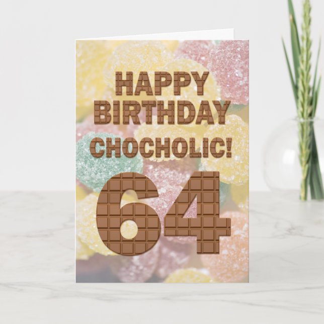 Tarjeta de cumpleaños 64 de color chocolate (Anverso)