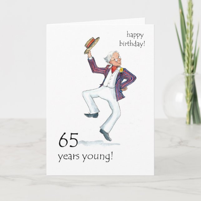 Tarjeta de cumpleaños 65 - Baile masculino (Anverso)
