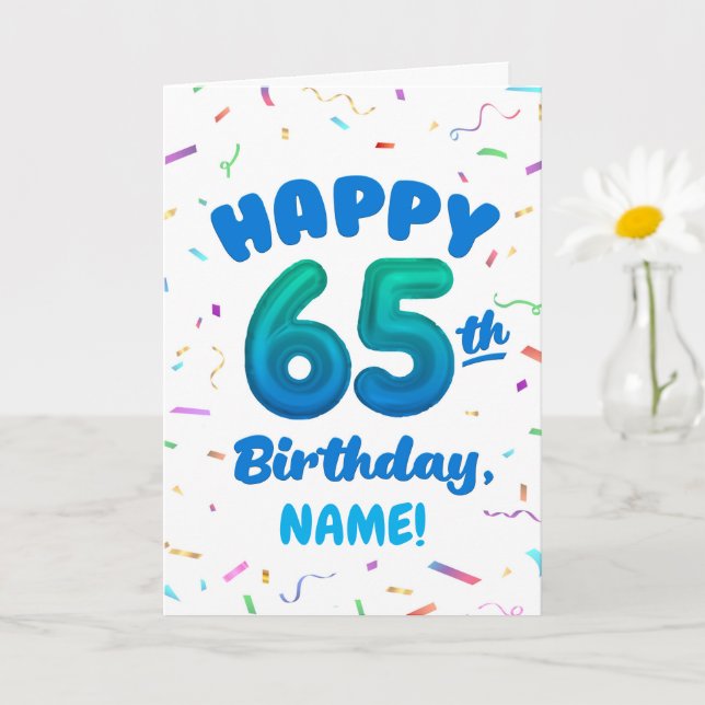 Tarjeta de cumpleaños 65 con nombre personalizado (Planta pequeña)