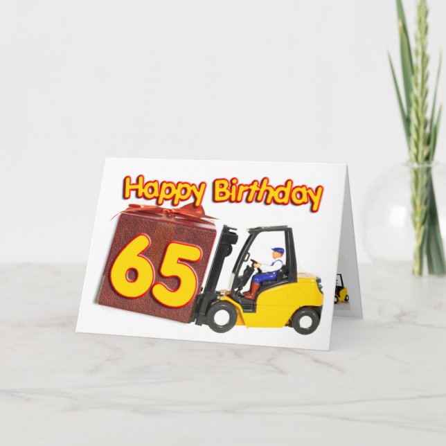 tarjeta de cumpleaños 65 con una carretilla (Anverso)