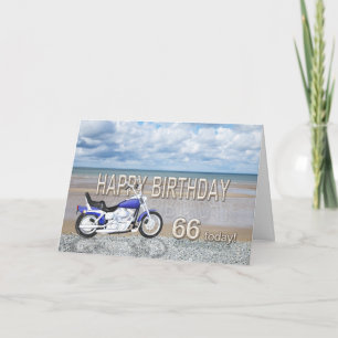 tarjeta de cumpleaños 66 con una moto