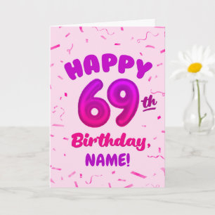 Tarjeta de cumpleaños 69 con nombre personalizado