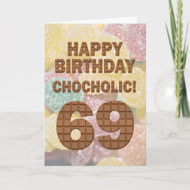 Tarjeta de cumpleaños 69 de color chocolate (Anverso)