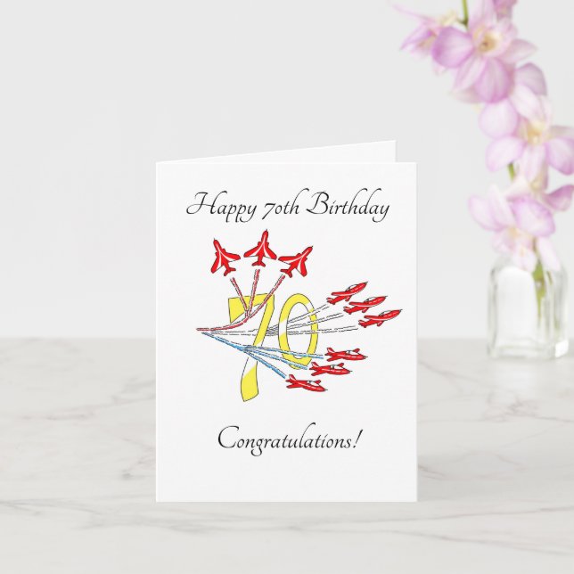 Tarjeta de cumpleaños 70 de aviones de reacción ro (Orquídea)