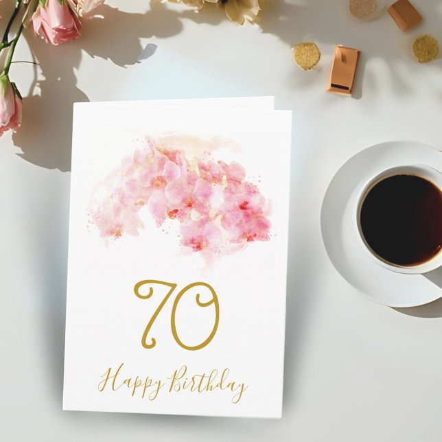 Tarjeta de cumpleaños 70 de Floral Orquídea Rosa (Subido por el creador)