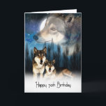 Tarjeta de cumpleaños 70 de Lobo al estilo indio a<br><div class="desc">Tarjeta de saludo estilo lobo indio americano para 70 años,  Lobos envueltos y con la luna y el cielo mezclado al fondo</div>