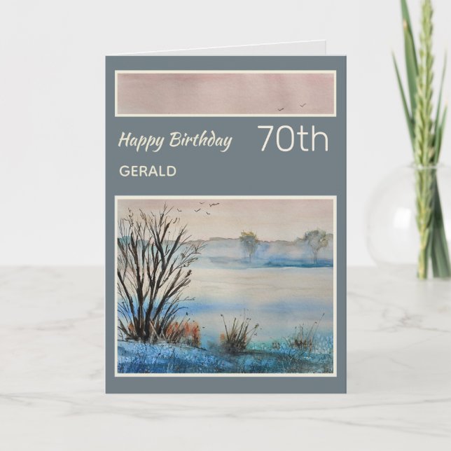 Tarjeta de cumpleaños 70 de naturaleza panorámica  (Anverso)