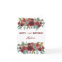 Tarjeta de cumpleaños 70 de Red Floral Happy