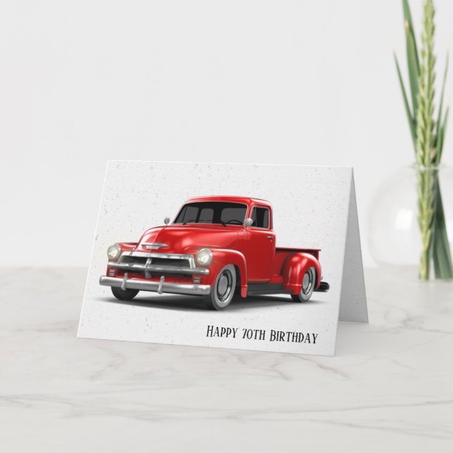 Tarjeta de cumpleaños 70 del Camión Rojo Retro (Anverso)
