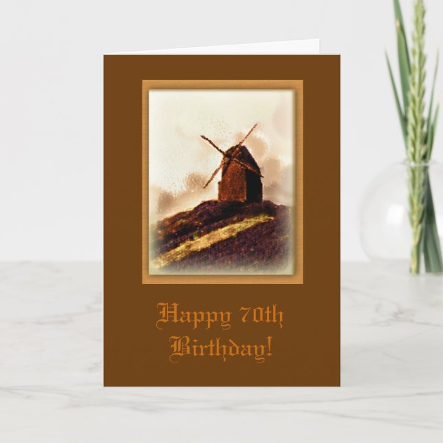 Tarjeta de cumpleaños 70 del molino de viento (Anverso)