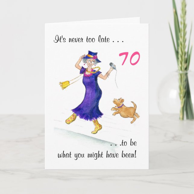 Tarjeta de cumpleaños 70 divertida para una mujer (Anverso)