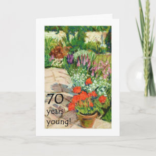 Tarjeta de cumpleaños 70 - Geranios rojos