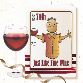 Tarjeta de cumpleaños 70 para el hombre - Vino fin