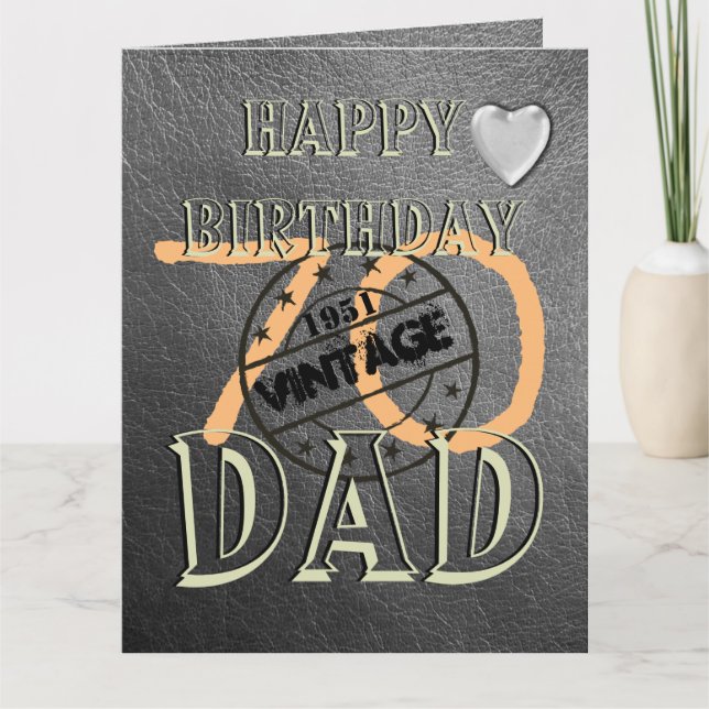 Tarjeta de cumpleaños 70 personalizada para papá (Anverso)