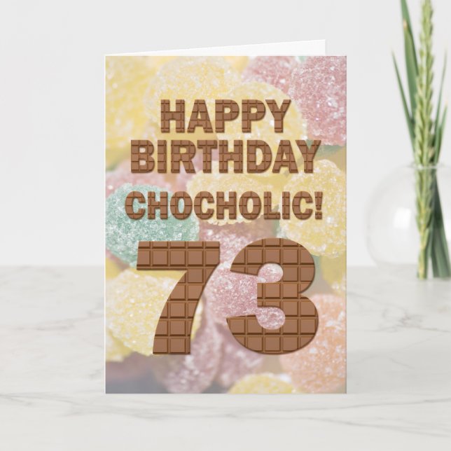Tarjeta de cumpleaños 73 de color chocolate (Anverso)
