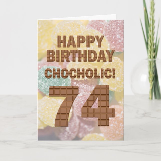 Tarjeta de cumpleaños 74 de color chocolate (Anverso)