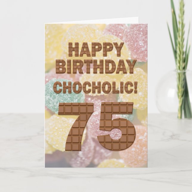 Tarjeta de cumpleaños 75 de color chocolate (Anverso)